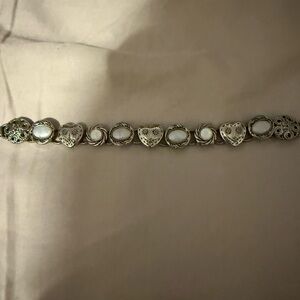 Elegant Silver Heart and Swirl Bracelet